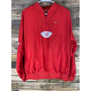 Nike Men's Sz M Red Ohio State Pullover Wind Breaker Reflective 1/4 Zip